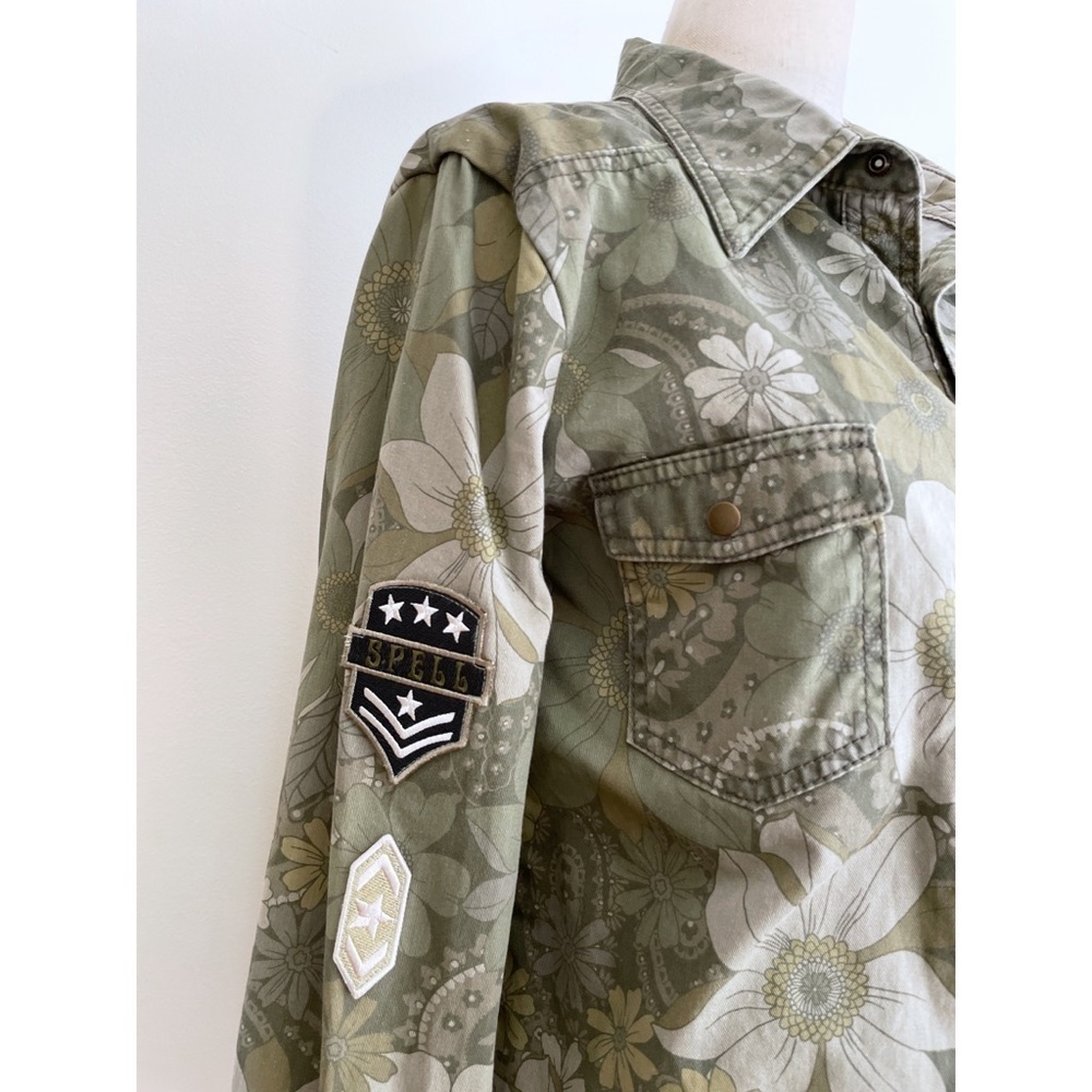 NWT Spell & The Gypsy Eden Camo Embroidered floral Patches Jacket S - Picture 5 of 16
